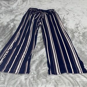 Striped Navy and White Wide-Leg Pants